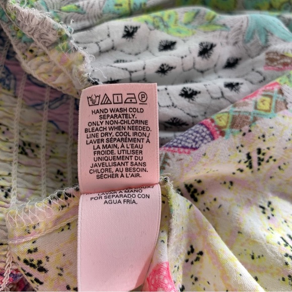 Victorias Secret S Relaxed Pink Green Blue Mixed Print Patchwork Swim Cover Up - Picture 12 of 12